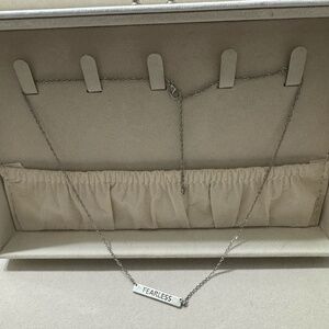 Silver "Fearless" Bar Necklace